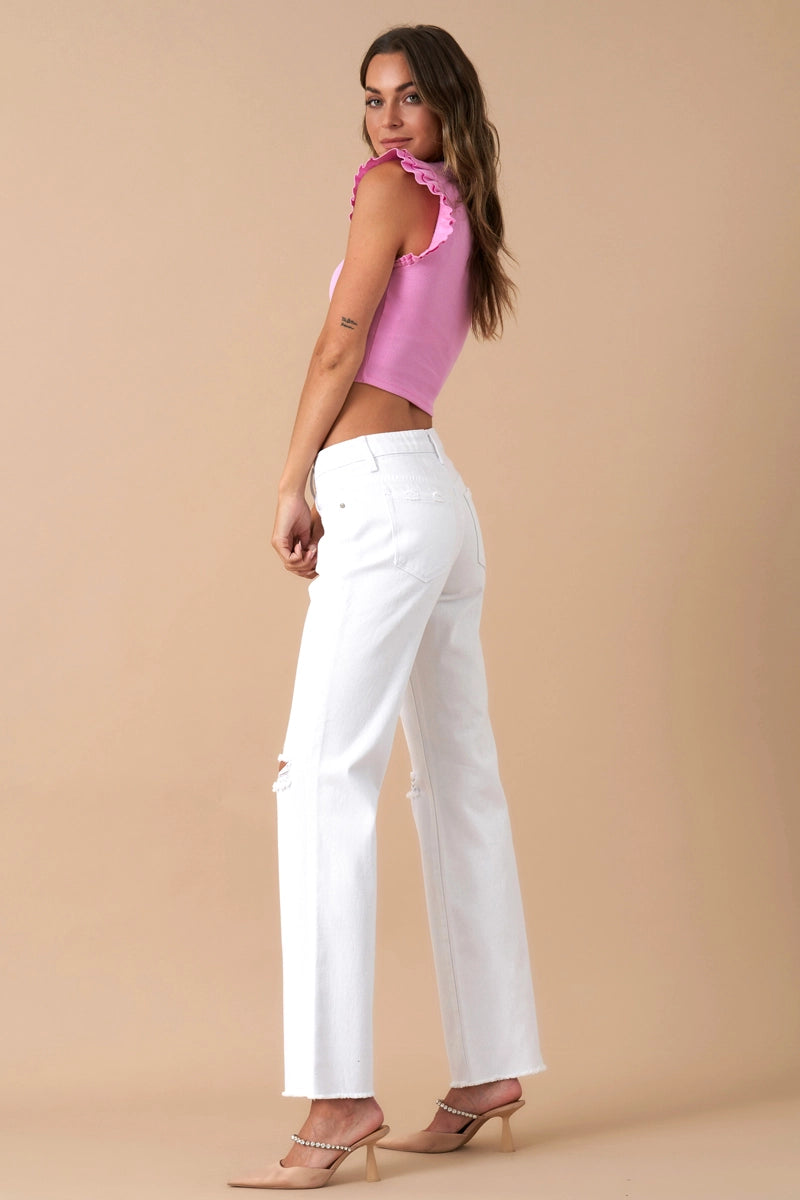 High Rise White Jean
