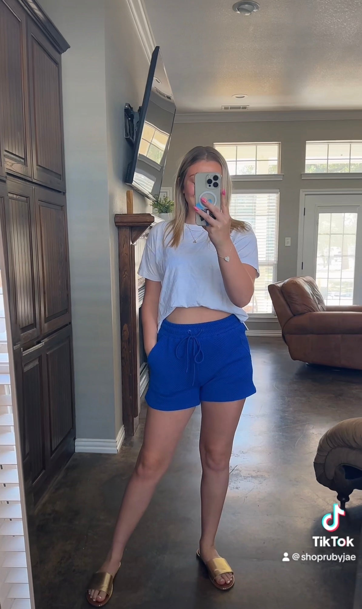 Royal Blue Textured Shorts Set