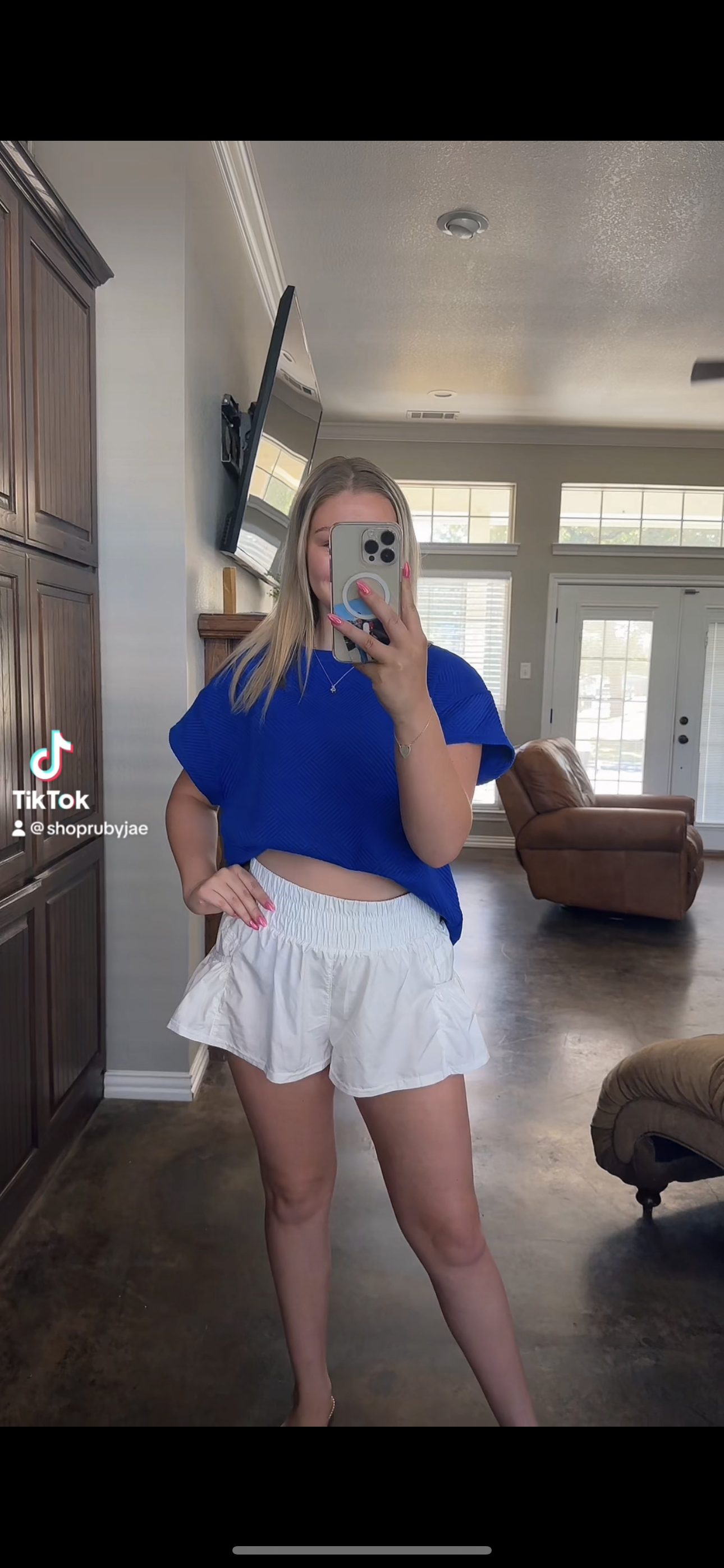 Royal Blue Textured Shorts Set