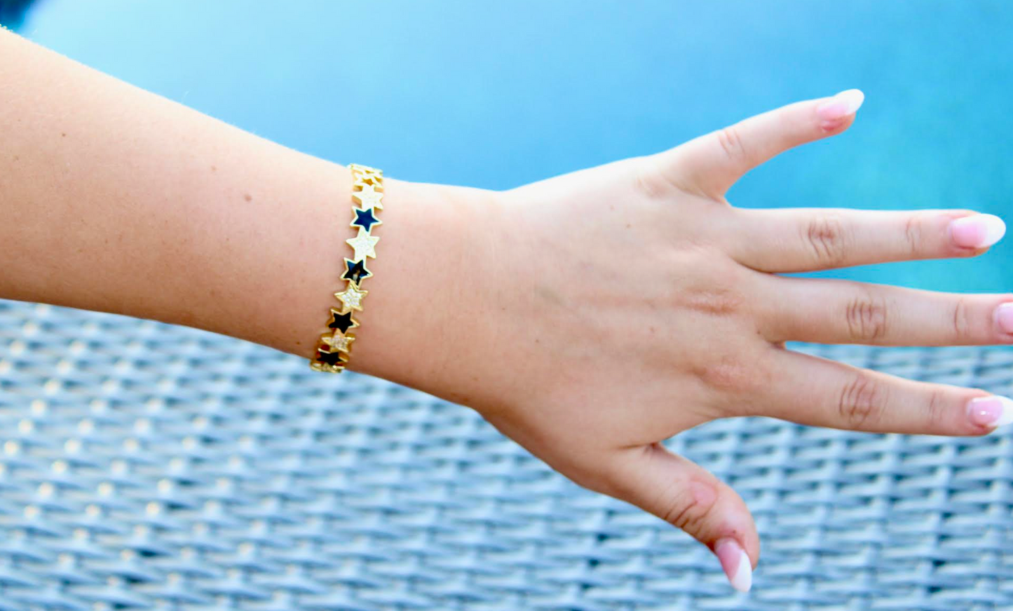 Gold Star Cuff Bracelet with Black Accents