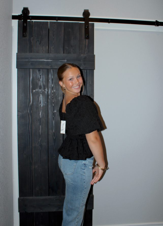 Balloon Sleeve Jacquard Top