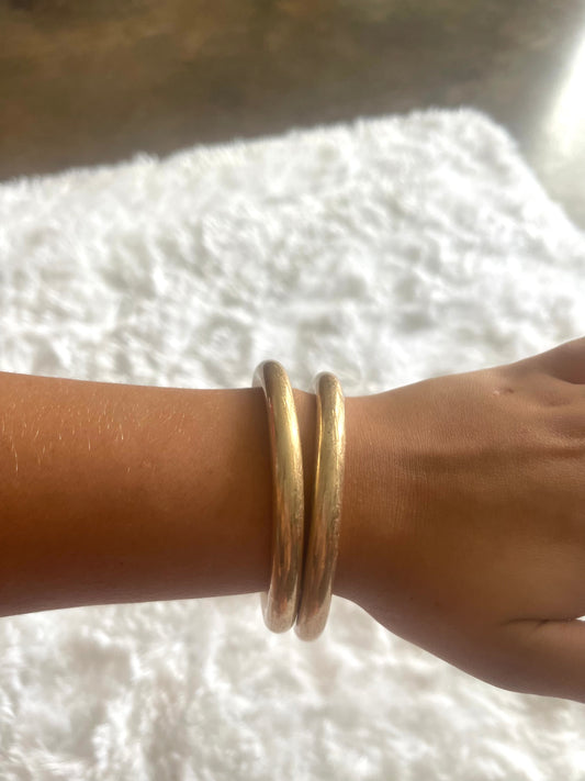 Brushed Gold Bangle Set