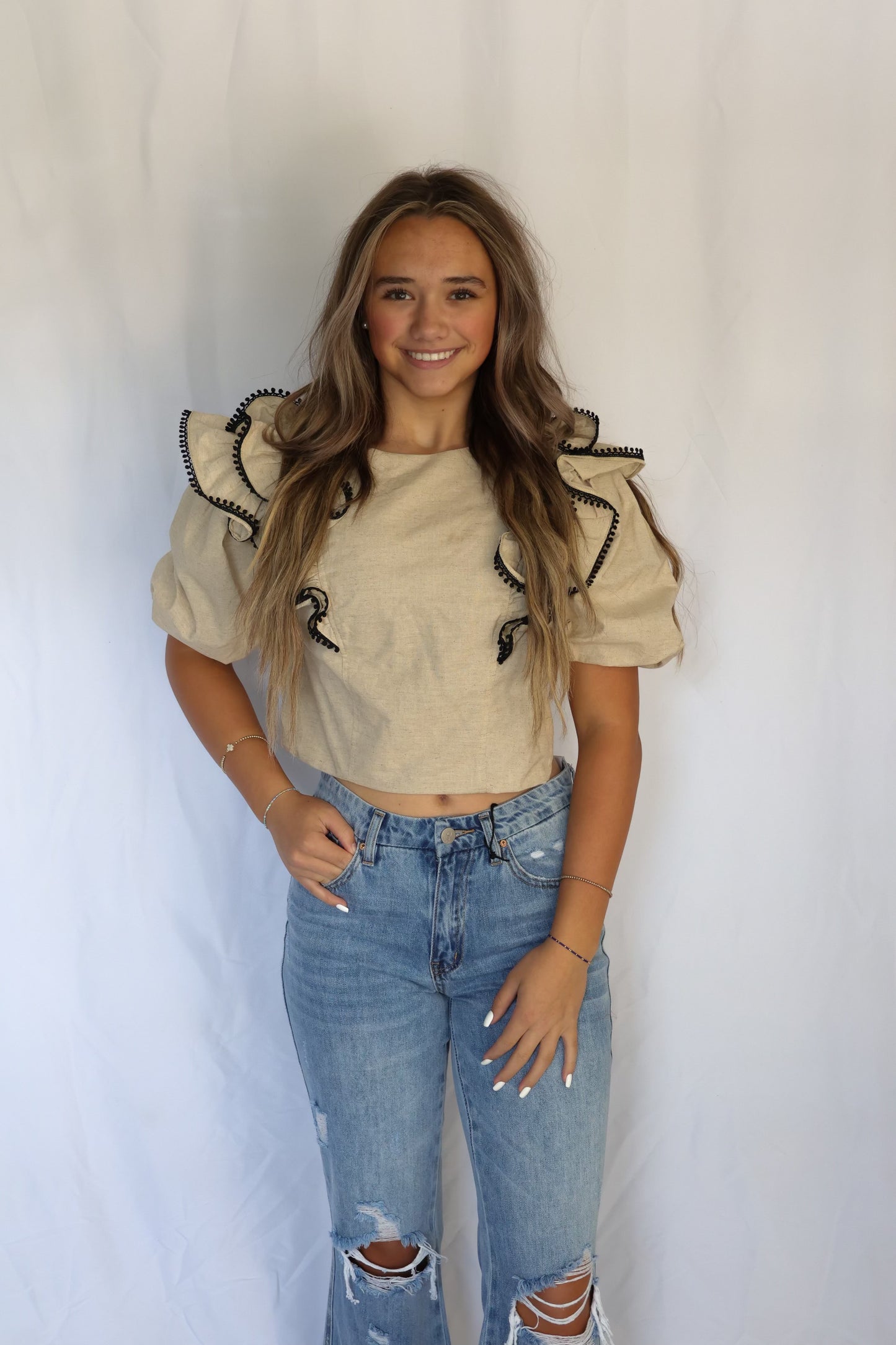 Timeless Ruffle Linen Top