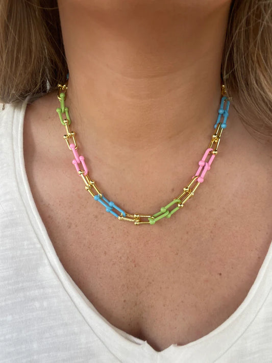 Pink, Gold, Green and Teal Chain