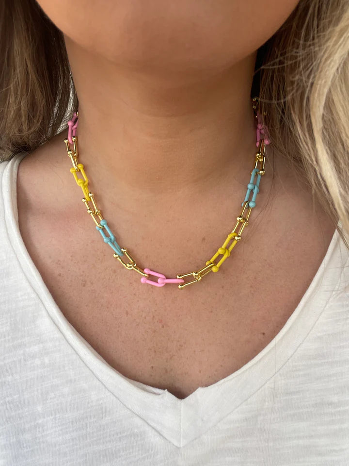 Pink, Yellow, Gold and Teal chain