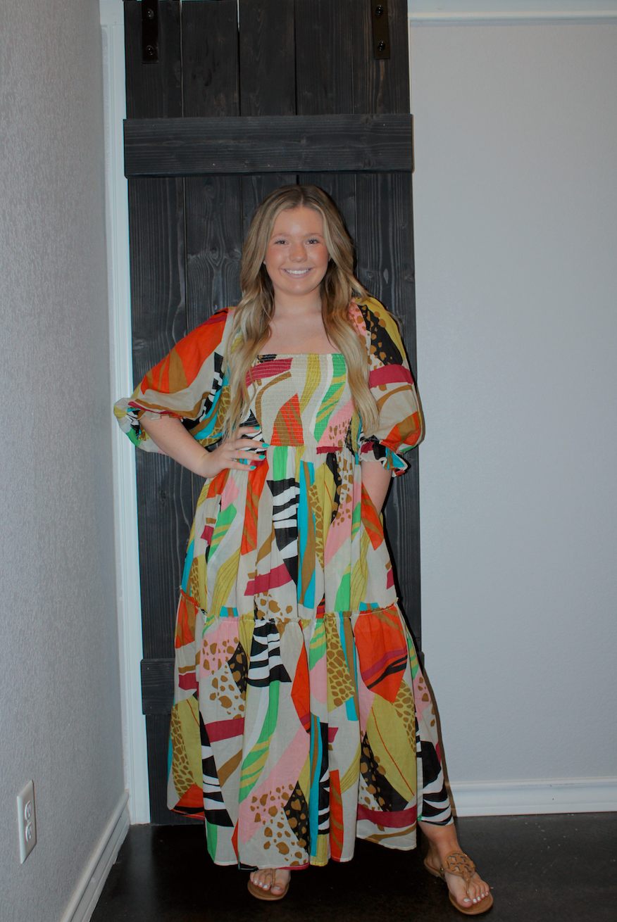 Color Abstract Maxi Dress