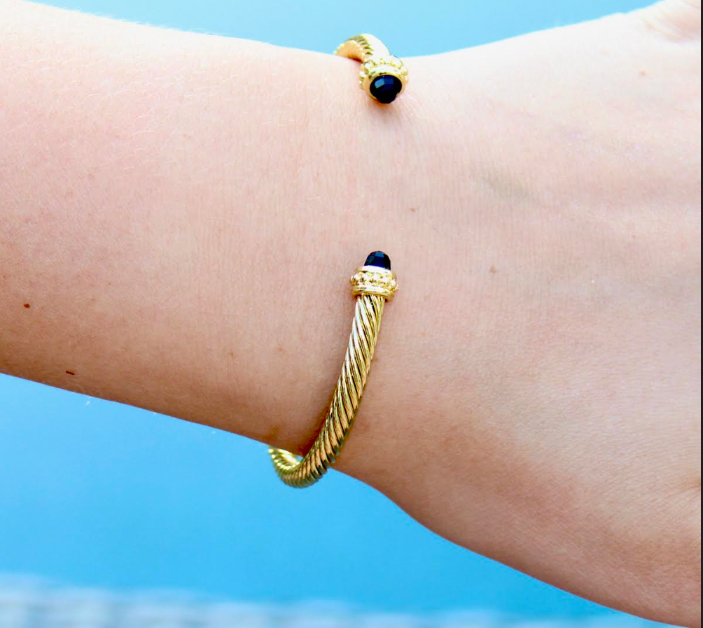Gold Cuff Bracelet with Black Detail