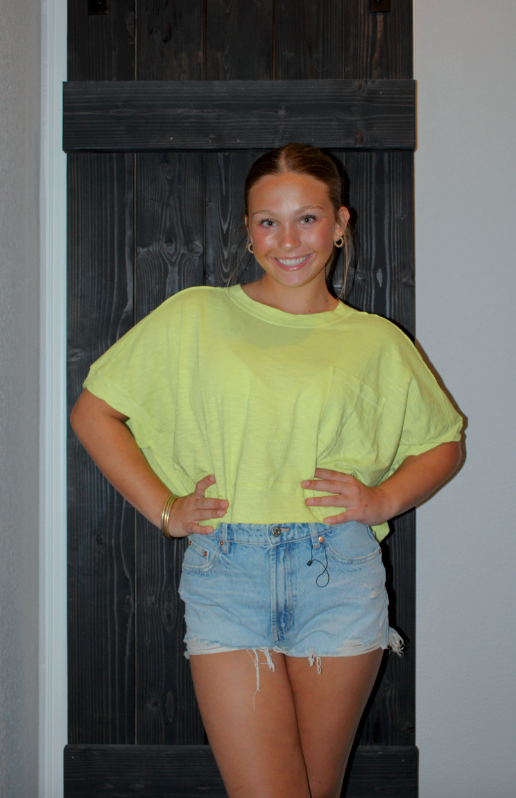Madi Cropped Pocket Tee, Lemon