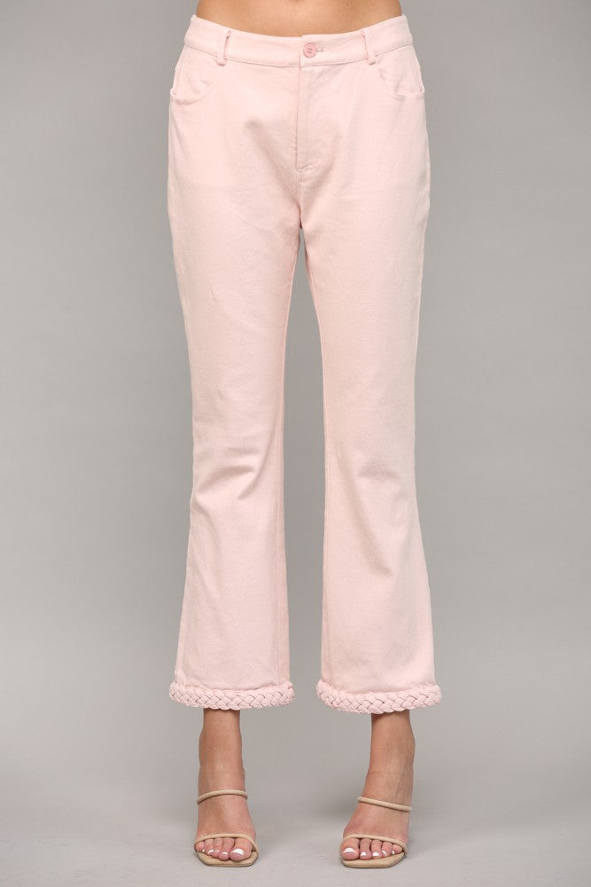 Braided Detail Flare Denim Pants