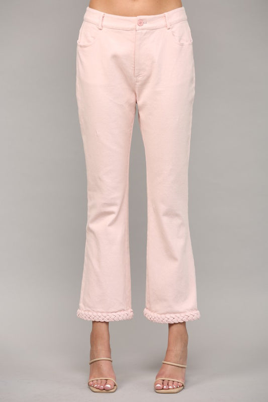 Braided Detail Flare Denim Pants